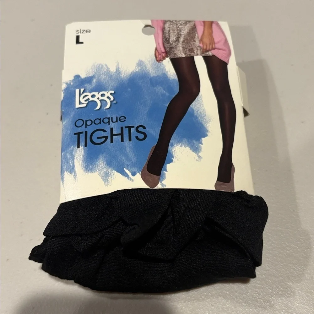 L’eggs - opaque tights. NWT.  New.  Black.  Size large